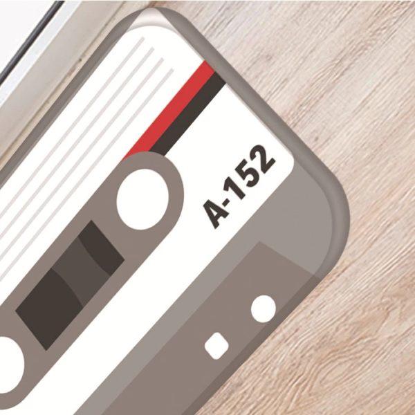 Paillasson vintage en forme de cassette gris gris1