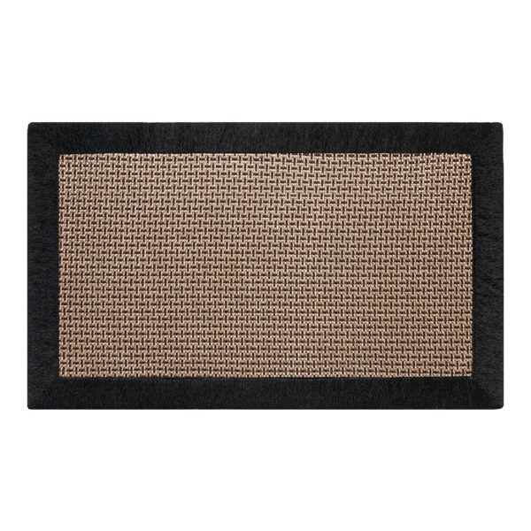Paillasson en jute marron avec des contours noirs. Sur fond blanc.