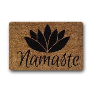 Paillasson marron Namaste avec fleur de lotus