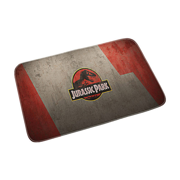 Paillasson Jurassic Park beige et rouge paillasson jurassic park logo 3