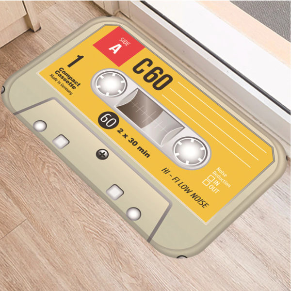 Paillasson vintage en forme de cassette jaune paillasson vintage en forme de cassette bleu 2